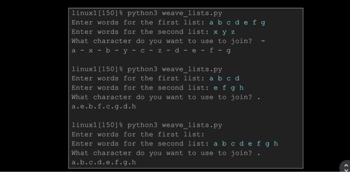 2. Merge the lists into a new list in the following way: