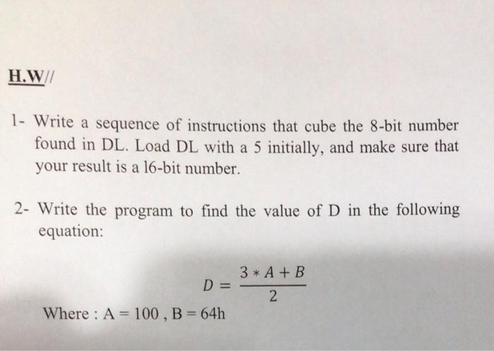  please i want the solution H.WI 1- Write a sequence of