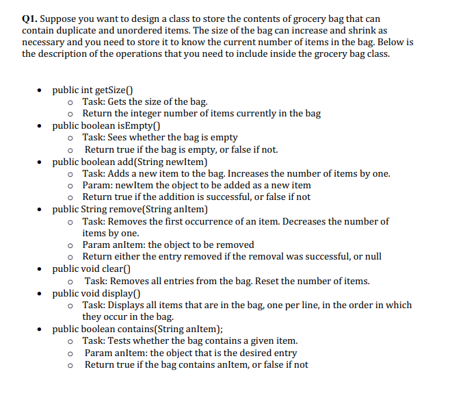 DATA STRUCTURE LANGUAGE JAVA Q1. Suppose you want to design a