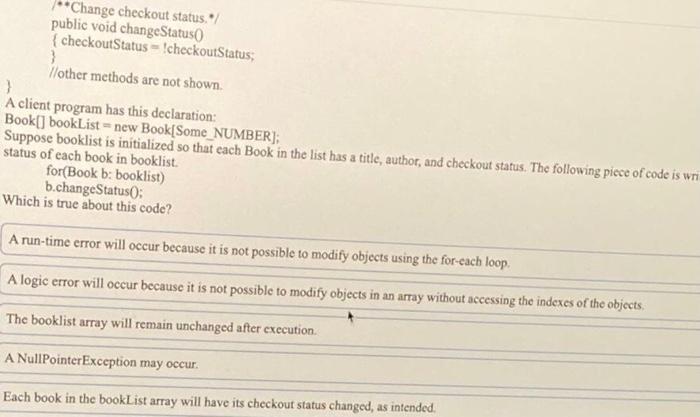 String author, private boolean checkoutStatus: public Book(String book Title, String bookAuthor) title