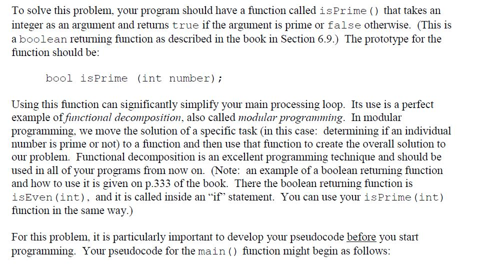 to determine a set of prime numbers, given some input from the