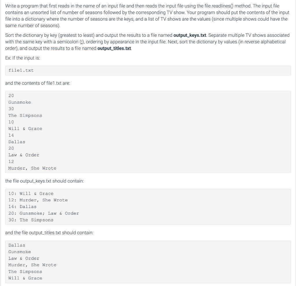 In Python please. Write a program that first reads in the name
