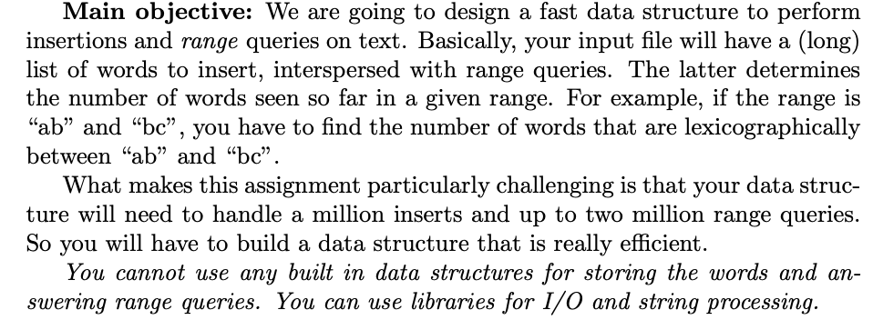 use C++ please Main objective: We are going to design a fast