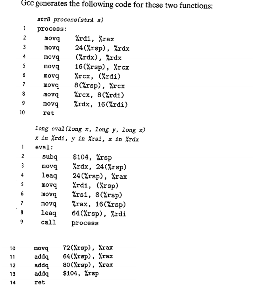 for functions that have structures as arguments and return values, and from