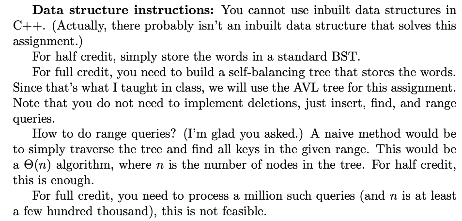 data structure to perform insertions and range queries on text. Basically, your