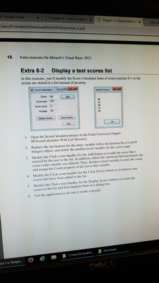  need in visual basic code C Student Portal Chapter 6. How