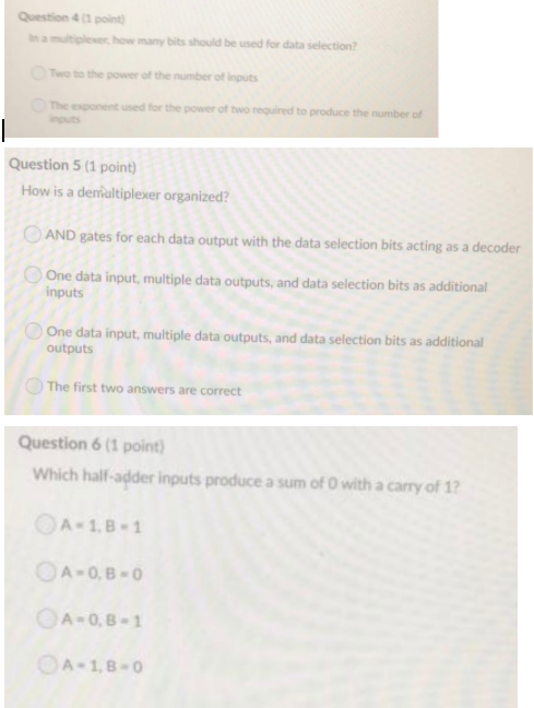  Question 4 point har how many bits should be used for