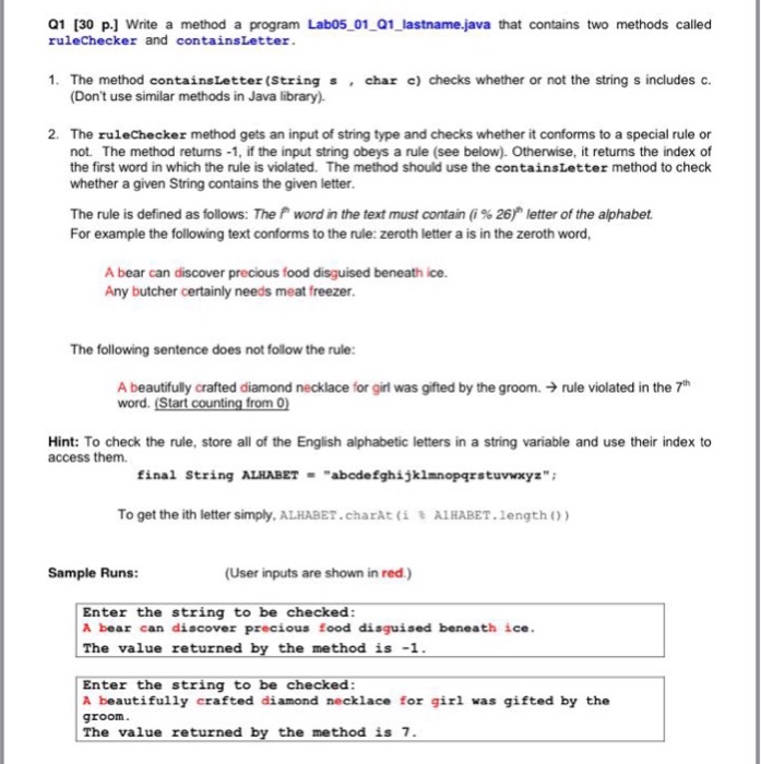  Write a method a program Lab05_01_Q1_lastname.java that contains two methods called