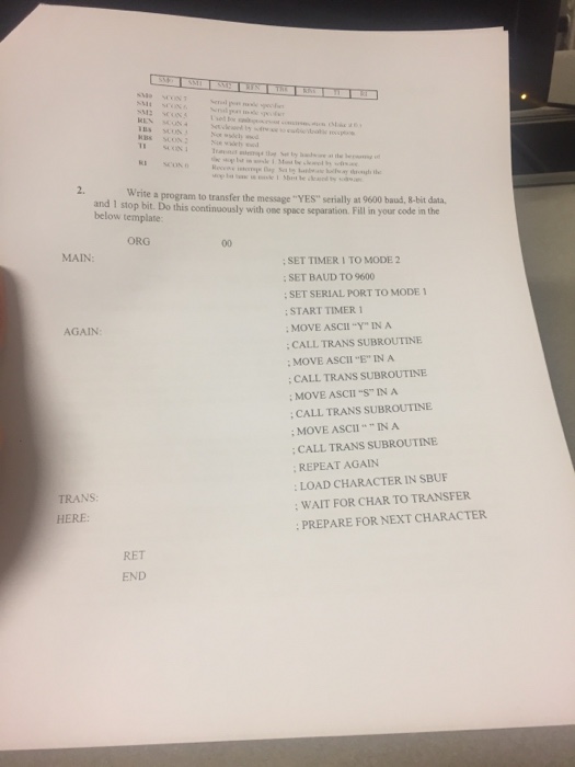  I SCOs 2. e a program to transfer the message "YES"