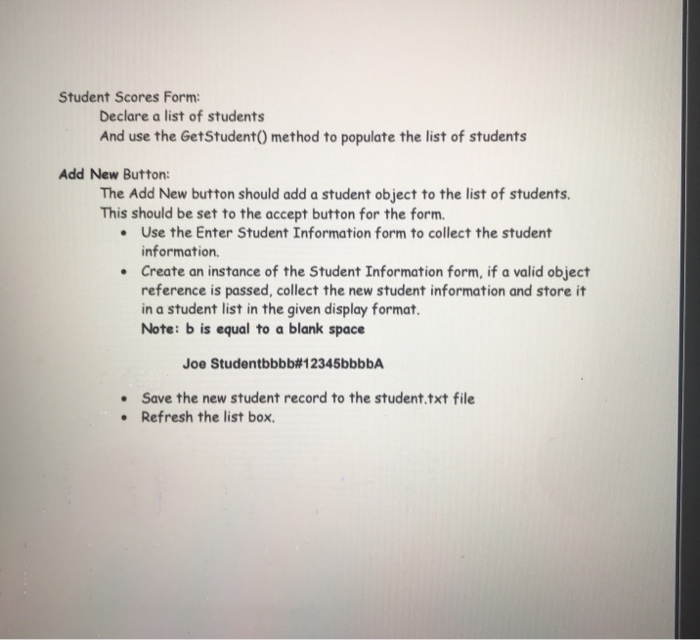list box. Create an interface as follows: The initial form for the