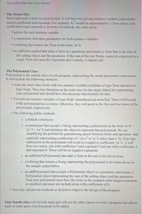 please answer this in java also include comments. You will write four