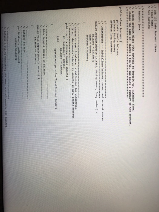 Lab Exercise: Answer the following question during your lab session ABank Account