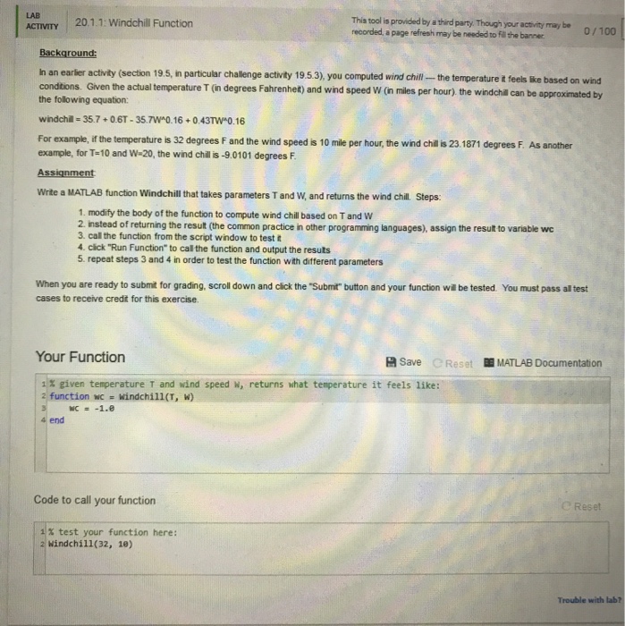  Whats the code for th following MATLab ? LAB ACTIVITY This