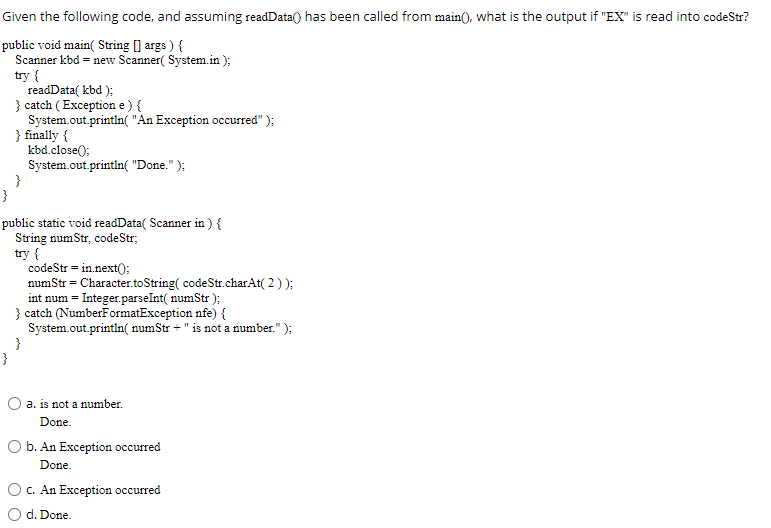  Given the following code, and assuming readData( has been called from