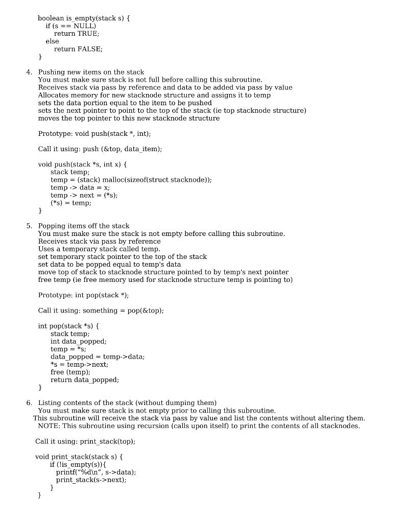 serve as a guide to help you in developing the stack program.