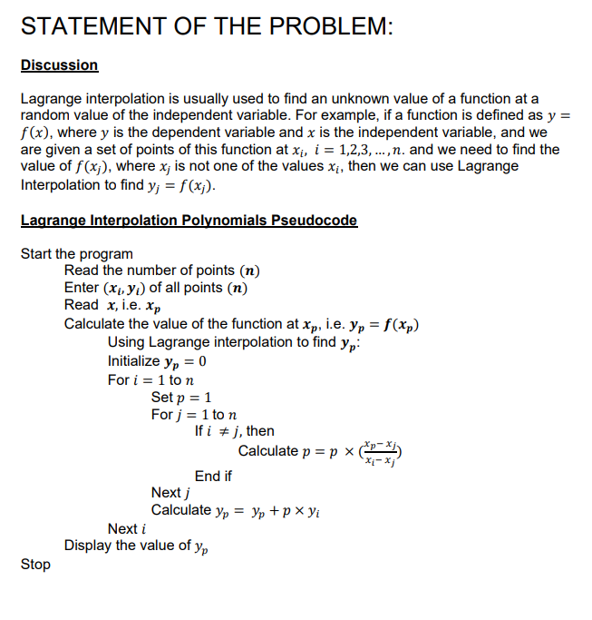 PLEASE CODE IN C Example Output: Lagrange interpolation MENU 1. Function A