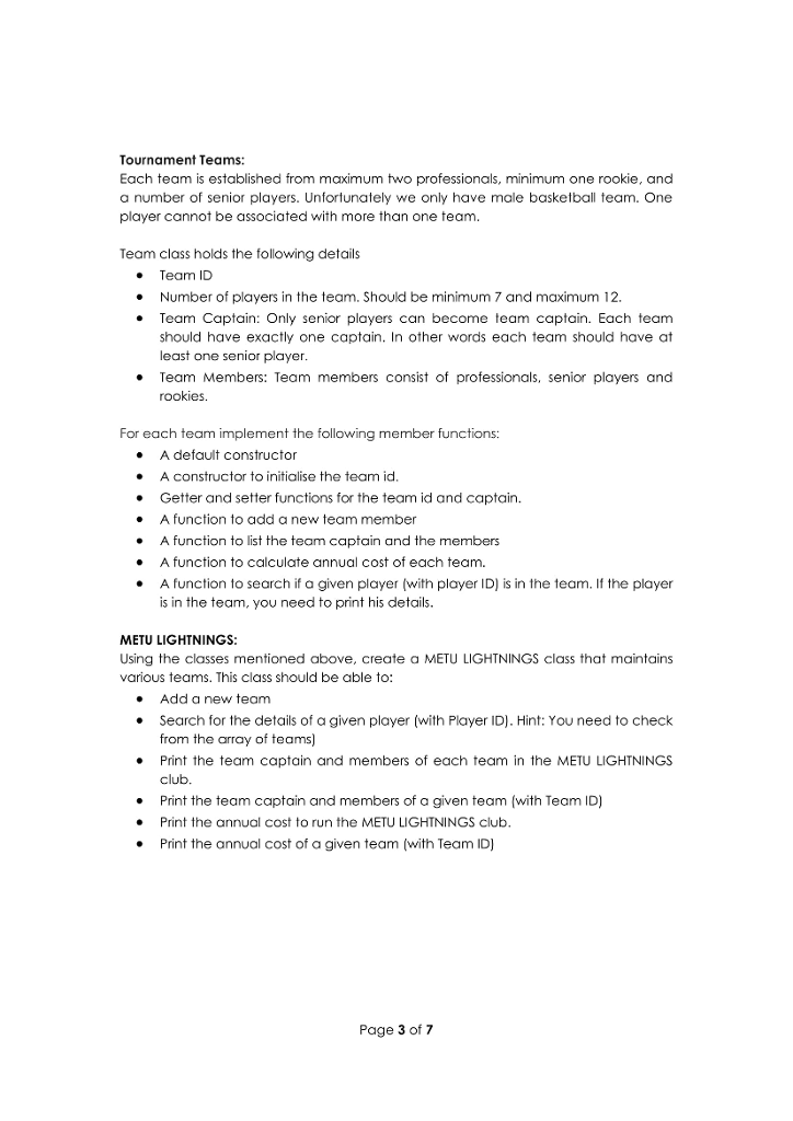 imaginary METU LIGHTNINGS Basketball team. This assignment aims to create a record