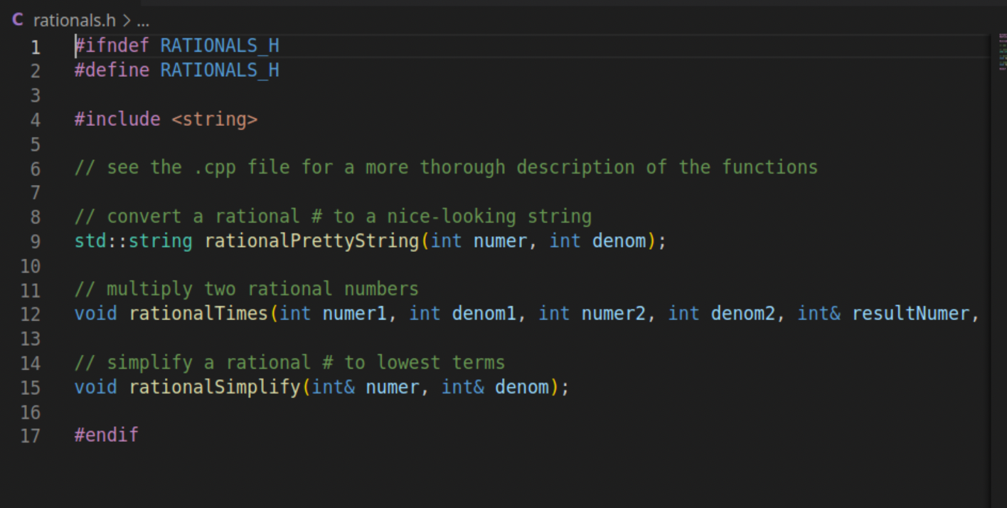 a rational number library! Take a look at rationals.h-that file contains the