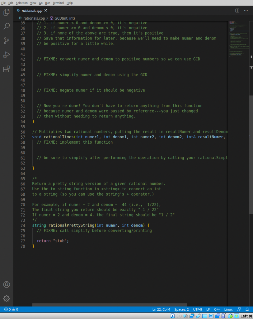 wants to use your library will #include your rationals.h! Now go to