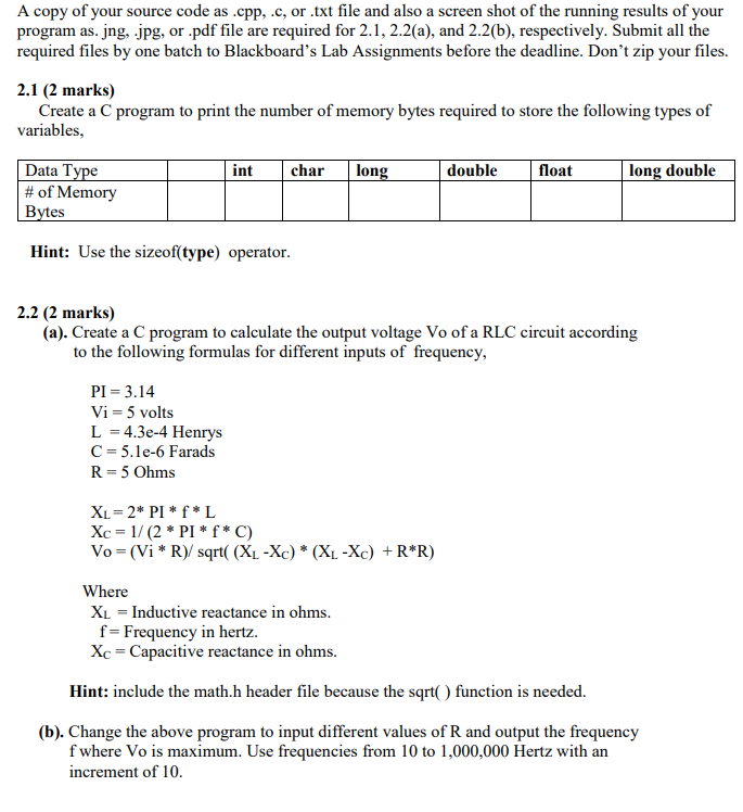  A copy of your source code as .cpp, .c, or .txt