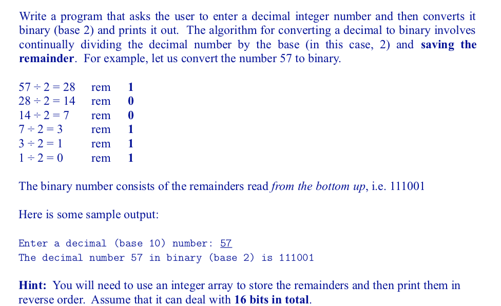  Write a program that asks the user to enter a decimal
