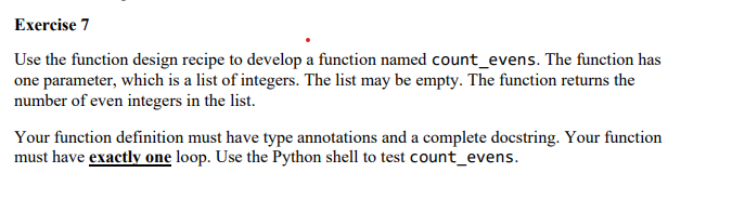 use wing 101 please, cannot slice. Exercise 7 Use the function design