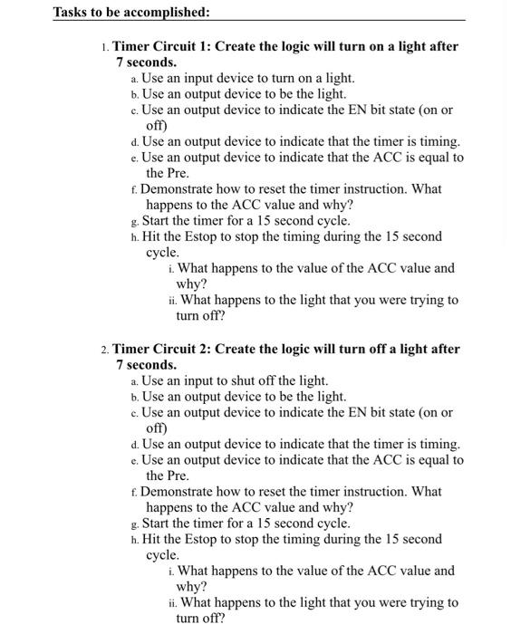  create PLC logic code for the following timers. 1. Timer Circuit