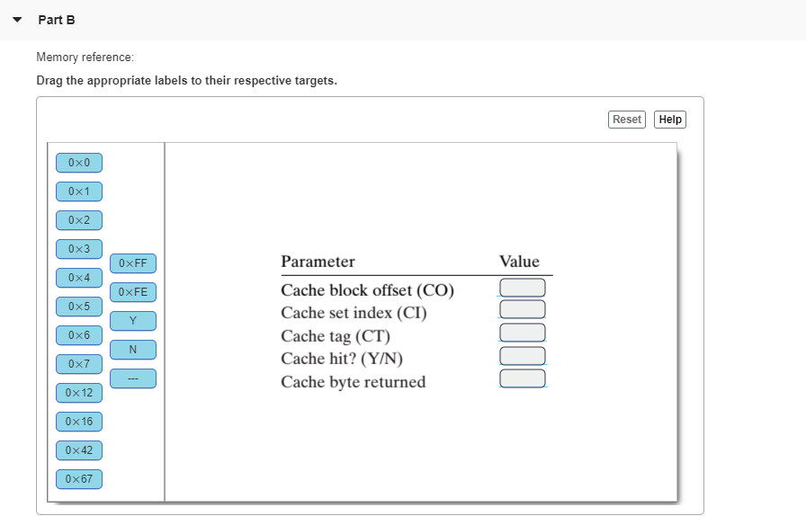 Addresses are 13 bits wide .The cache is two-way set associative (E