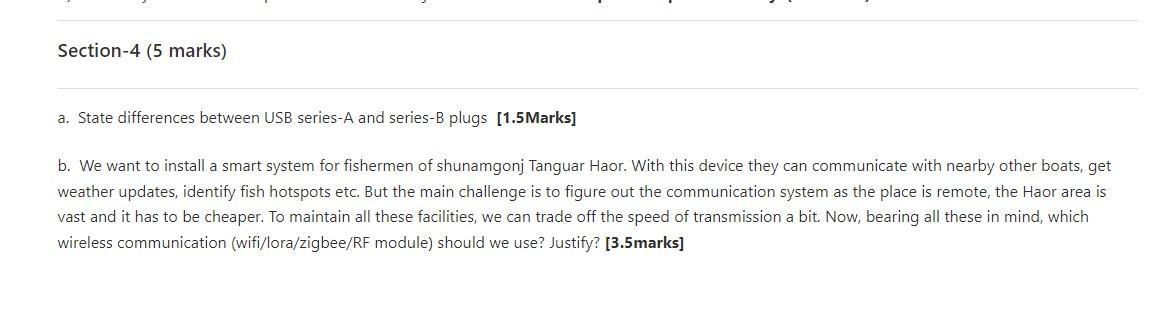  Section-4 (5 marks) a. State differences between USB series-A and series-B
