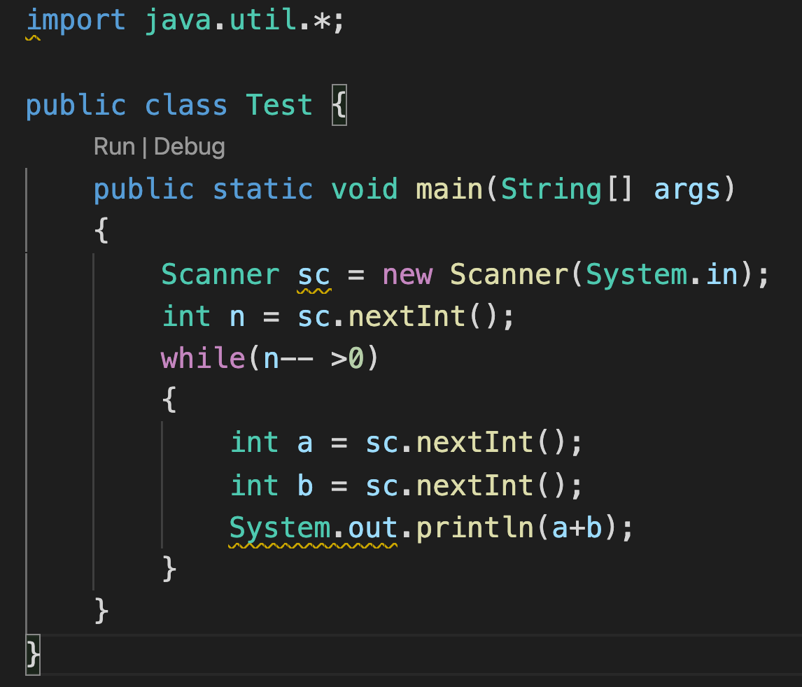 Here is a java code to find the sum of two integer