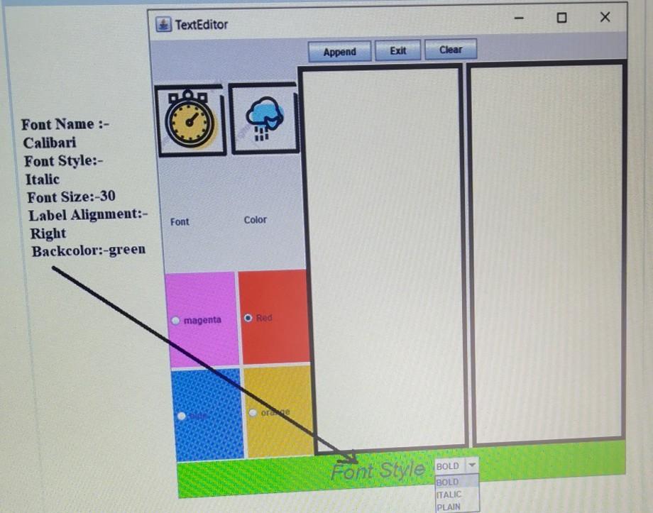 java code to generate the illustrated GUI "Write the code only for