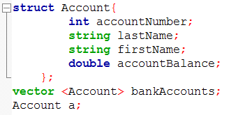 C++: Trying to get a sortAccounts() function working where it will sort
