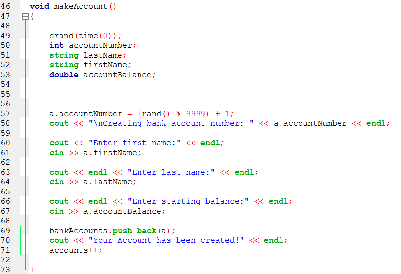 all of the vector structures based on the value of the accountNumber.