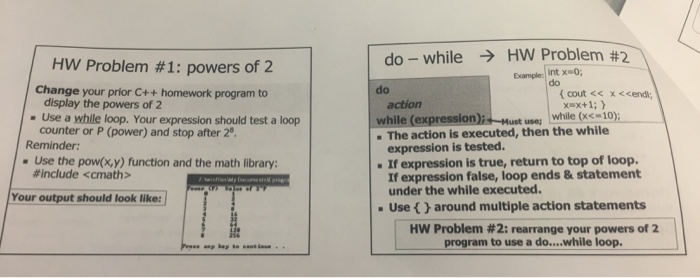 powers of 2 Create a C++ program to display the powers of