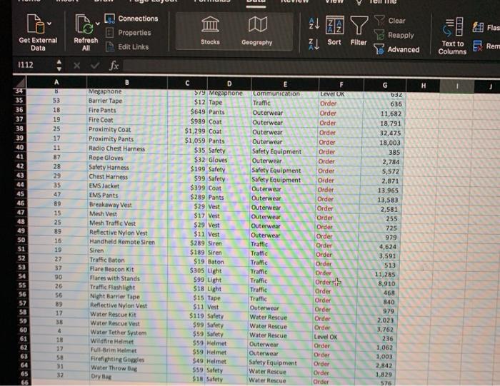 the file as Last_First_MOS19_XL_PROJ3_Equipment. 2 10 On the Equipment worksheet find and