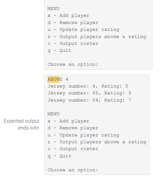 the code with errors. This program will store roster and rating information