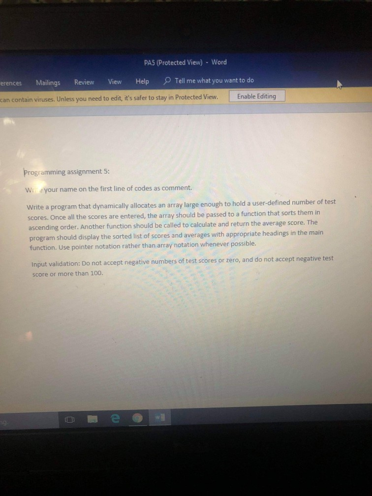  write complete progame in Java C++... PAS (Protected View) Word Mailings