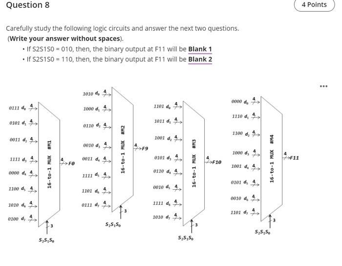  Question 8 4 Points Carefully study the following logic circuits and