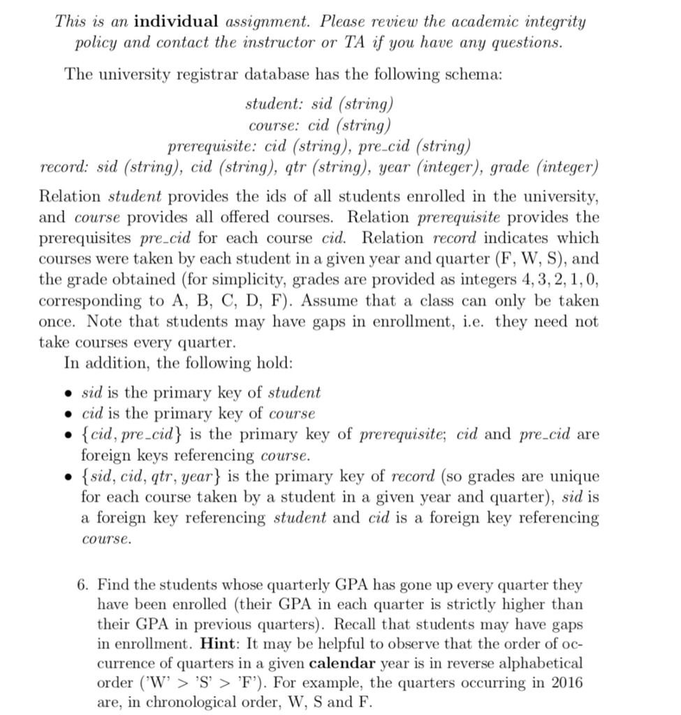 SQLite help: Find the students whose quarterly GPA has gone up