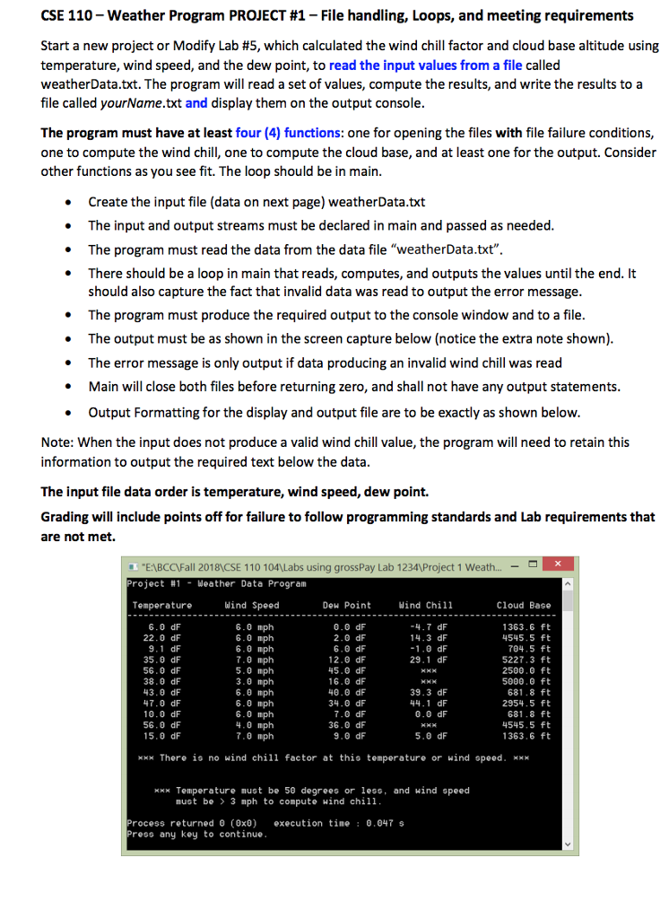 WRITE CODE IN C++ WITHOUT USING BREAK STATEMENT. CSE 110-weather Program PROJECT