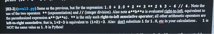 evaluate this expression [42-2] (eval2.py) Same as the previous, but for the
