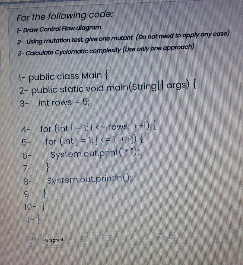 help ! For the following code: 1- Draw Control Flow diagram 2-