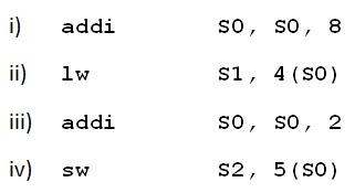  Consider the MIPS assembly code sequence is shown above (where S0,