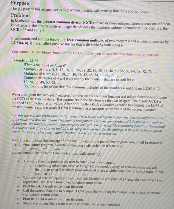  IN PYTHON Purpose The purpose of this assignment is to give