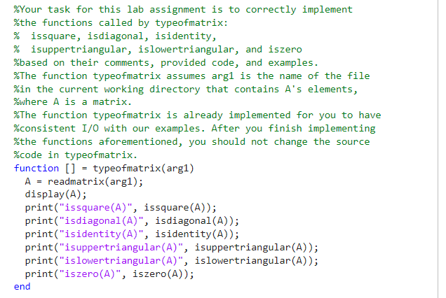  Please perform all code in Matlab while following commented instructions \%Your