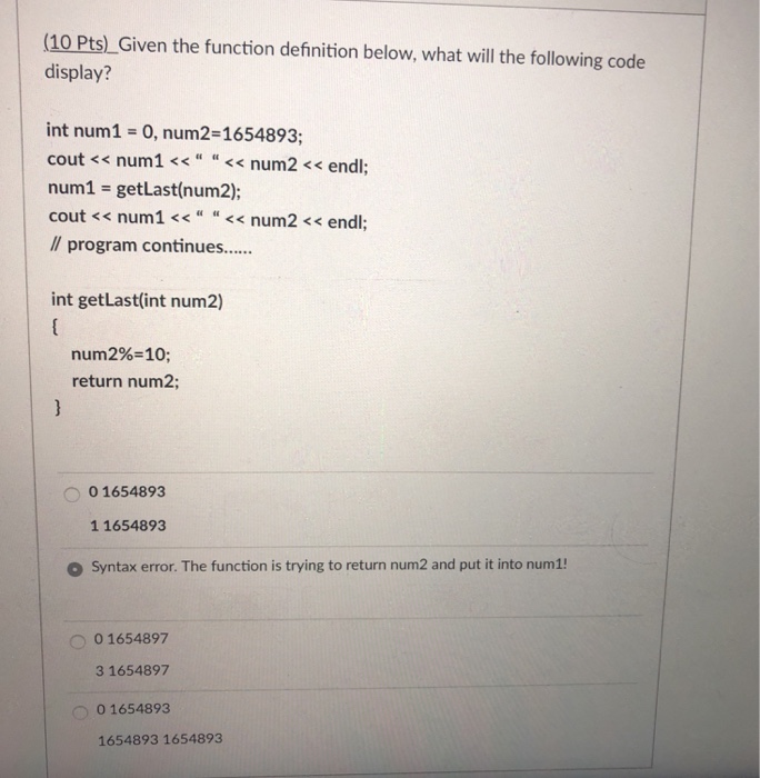  (10 Pts)_Given the function definition below, what will the following code