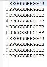 R,, 'G. 'B'k will generave the sthng 1RRRRGGGGBBBB2RRRRGGGGBBBB3RRRRGGGGBBBB4RRRRGGGGBBBB5RRRRGGGGBBBB6RRRRGGGGBBBB7RRRRGGGGBBBB8RRRRGGGGBBBB9RRRRGGGGBBBB10RRRRGGGGBBBB 1 RRGGBBRRGGBB 2 RRGGBBRRGGBB