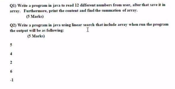 Please solve QI) Write a program in java to read 12 different