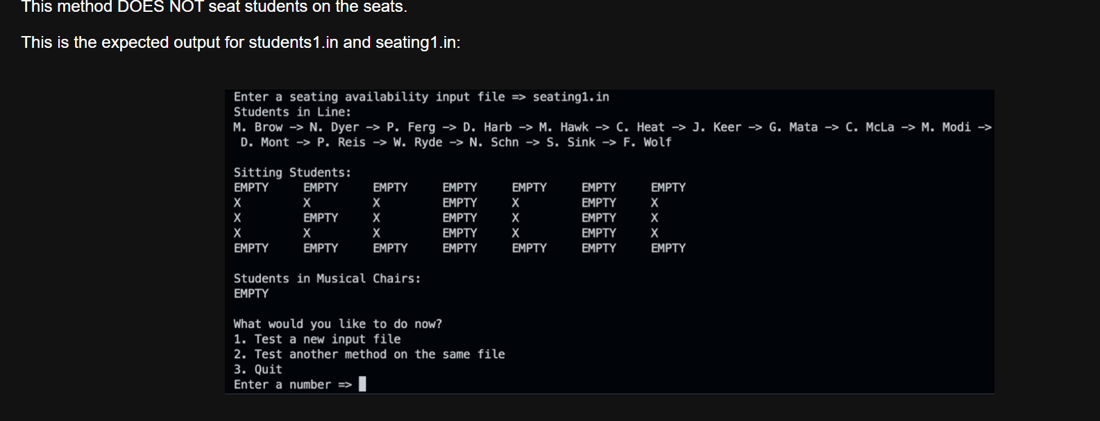 is putting down seats on a rectangular or square room. - We