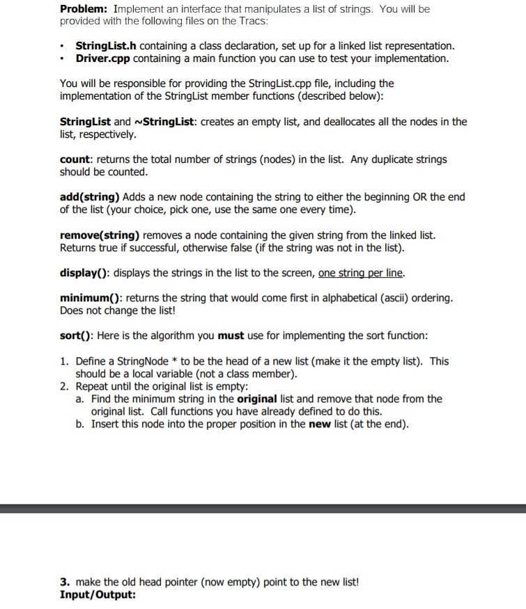  This program must be done in a Linux or Unix environment,